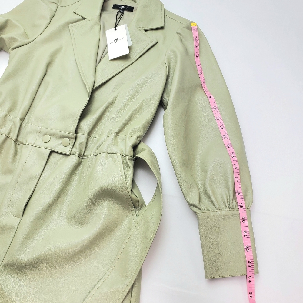 NEW 7 For All Mankind Women's Faux Leather Romper Sage Green Long Sleeves Size S - Picture 4 of 13